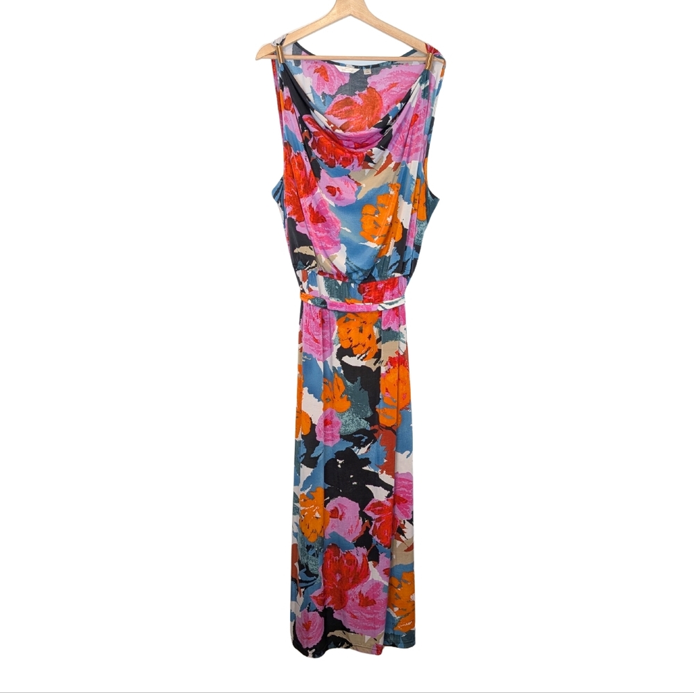 Mlle Gabrielle Maxi dress size 3X Sleeveless Floral print Stretch Fit